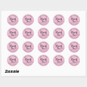 Sticker Rond Cute Pink Kraft Bakery Thank You (Feuille)