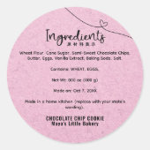 Sticker Rond Cute Pink Kraft Heart Bakery Ingredient (Devant)