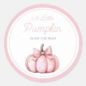 Sticker Rond Cute Pink Pumpkin Girl Baby Shower (Devant)