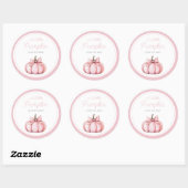 Sticker Rond Cute Pink Pumpkin Girl Baby Shower (Feuille)