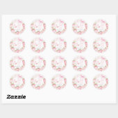Sticker Rond Cute Pink Strawberries Berry First 1st Birthday (Feuille)