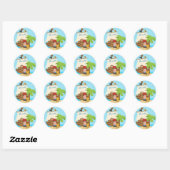 Sticker Rond Cute Pirate Boy & A Big Ship Custom (Feuille)