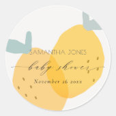 Sticker Rond Cute plaisir Citron Jaune Fruit Citrus Baby shower (Devant)
