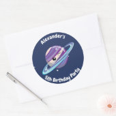Sticker Rond Cute Planet Saturn Space Galaxy Enfant Anniversair (Enveloppe)