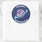 Sticker Rond Cute Planet Saturn Space Galaxy Enfant Anniversair (Sac)