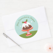 Sticker Rond Cute Plum Pudding Retro Christmas Nom du gâteau (Enveloppe)
