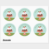 Sticker Rond Cute Plum Pudding Retro Christmas Nom du gâteau (Feuille)