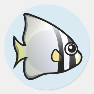 Sticker Rond Cute poisson-batterie circulaire