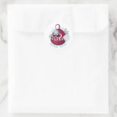 Sticker Rond Cute poisson caricature Anglerfish avec texte (Sac)