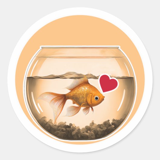 Sticker Rond Cute poisson d'or (Devant)