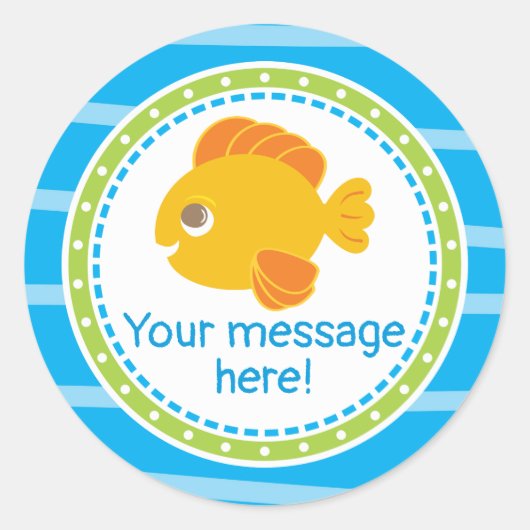 Sticker Rond Cute poisson d'or sous la mer Anniversaire (Devant)