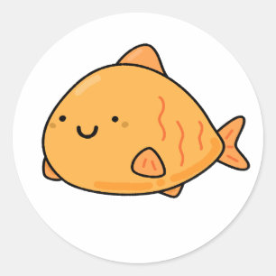 Sticker Rond Cute poisson orange Kawaii