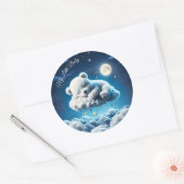 Sticker Rond Cute Polar ours cub beauté nuages fluffy (Enveloppe)