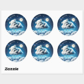 Sticker Rond Cute Polar ours cub beauté nuages fluffy (Feuille)