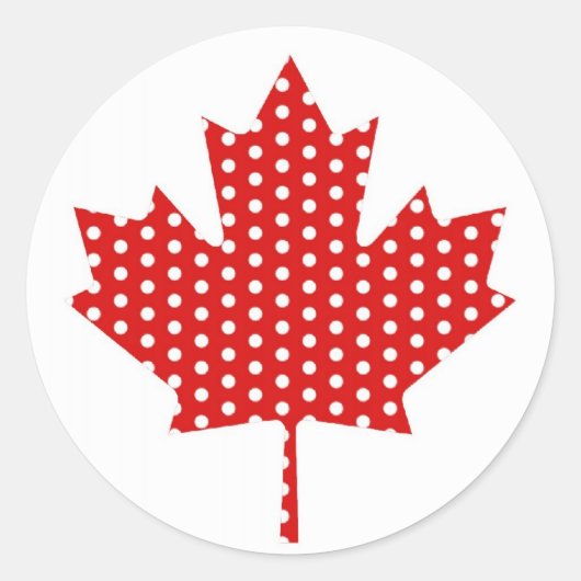 Sticker Rond Cute Polka Dot Maple Leaf Canada Tee - shirts, Cad (Devant)