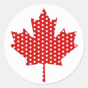 Sticker Rond Cute Polka Dot Maple Leaf Canada Tee - shirts, Cad