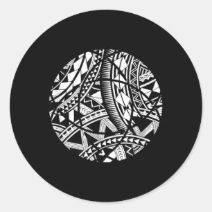 Sticker Rond Cute polynésienne tatouage hawaïen Tribal Samoan -
