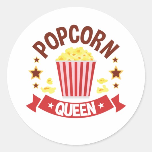 Sticker Rond Cute Popcorn Queen Lover Femmes filles (Devant)