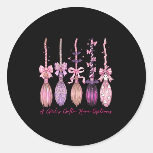 Sticker Rond Cute Preppy Halloween A Girls Gotta A Options W (Devant)