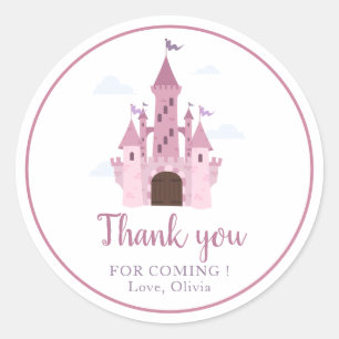 Sticker Rond Cute Princess Castel Girls 1er Merci d'anniversair