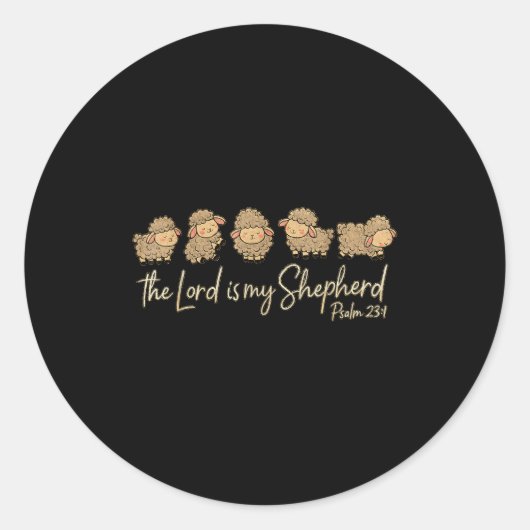 Sticker Rond Cute Psalm 23_1 Sheep The Lord Is My Shepherd  (Devant)
