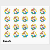 Sticker Rond Cute Puppy Hawaii (Feuille)