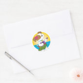 Sticker Rond Cute Puppy Hawaii (Enveloppe)