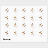 Sticker Rond Cute Puppy Ukulele (Feuille)