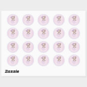 Sticker Rond Cute Purple Brown Ours Favoriser Merci (Feuille)