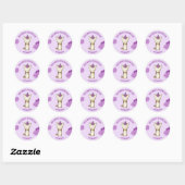 Sticker Rond Cute Purple Unicorn Magique Saint Valentin (Feuille)