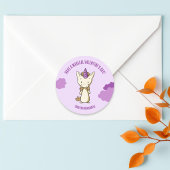 Sticker Rond Cute Purple Unicorn Magique Saint Valentin