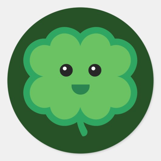 Sticker Rond Cute quatre feuilles Clover (Devant)