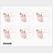 Sticker Rond Cute Rabbits on Cake Joint Birthday Sister (Feuille)