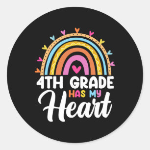 Sticker Rond Cute Rainbow 4e année a mon cœur Professeur Valent