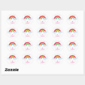 Sticker Rond CUTE RAINBOW CLOUDS kawaii illustration (Feuille)