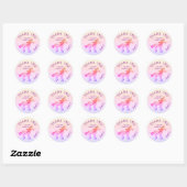 Sticker Rond Cute Rainbow Unicorn Anniversaire Merci (Feuille)