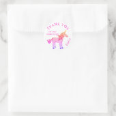 Sticker Rond Cute Rainbow Unicorn Anniversaire Merci (Sac)