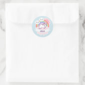 Sticker Rond Cute Rainbow Unicorn avec nuages (Sac)