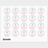 Sticker Rond Cute Rainbow Unicorn Magique fête d'anniversaire (Feuille)
