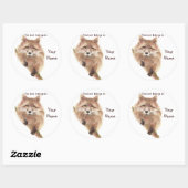 Sticker Rond Cute Red Fox, Ce livre appartient Boplate (Feuille)