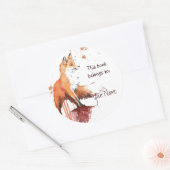 Sticker Rond Cute Red Fox, Ce livre appartient Boplate (Enveloppe)