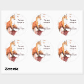 Sticker Rond Cute Red Fox, Ce livre appartient Boplate (Feuille)