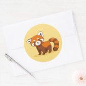 Sticker Rond Cute Red Panda on Yellow (Enveloppe)