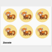 Sticker Rond Cute Red Panda on Yellow (Feuille)