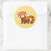 Sticker Rond Cute Red Panda on Yellow (Sac)