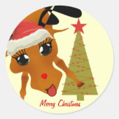 Sticker Rond Cute Reindeer (Devant)