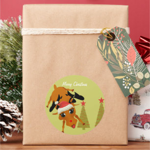 Sticker Rond Cute Reindeer