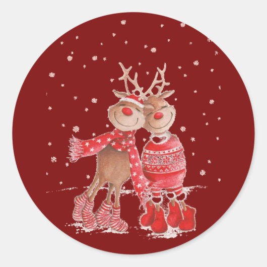 Sticker Rond Cute Reindeer Christmas Sweatshirt – Cozy 3D (Devant)