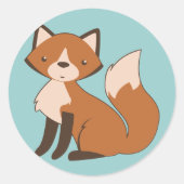Sticker Rond Cute Renard assis (Devant)