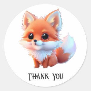 Sticker Rond Cute renard dessin bois animaux forêt amis de la f